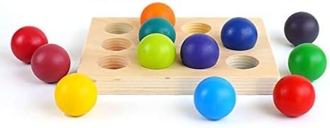 כדורי עץ קשת מודרניים [משודרגים ל -2 ] כדורי עץ עם מגש, מיון 12 חלקים ותואמים למידה חינוכית צעצוע מונטסורי לפעוטות,